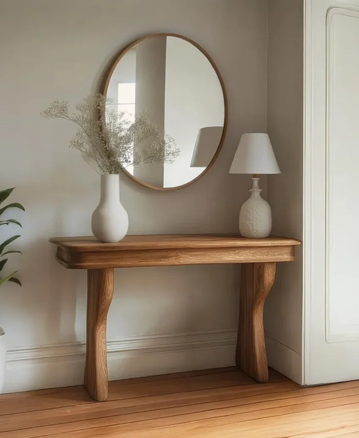 Solid Wood End Table Handmade Natural Design