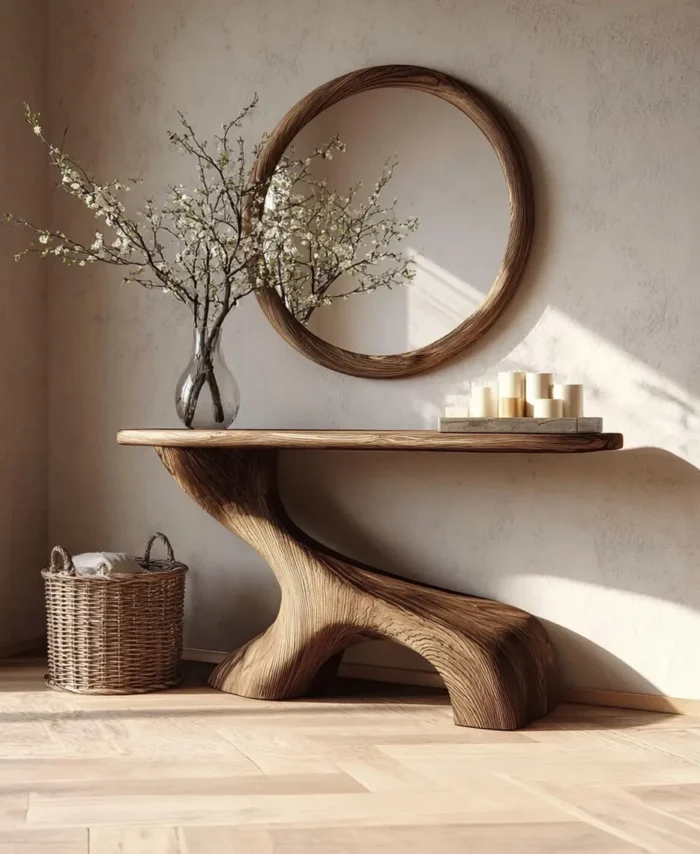 Rustic Driftwood Console Table Handmade Solid Wood
