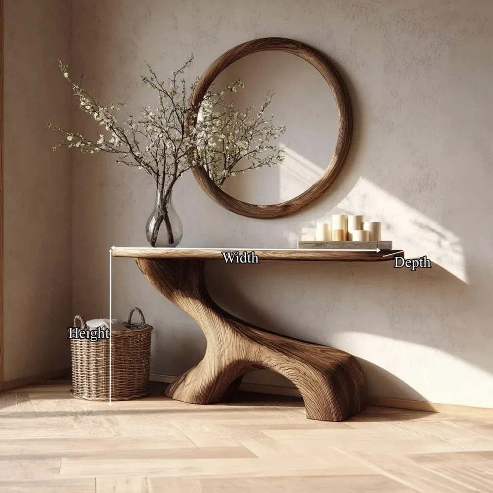 Rustic Driftwood Console Table Handmade Solid Wood - Image 2