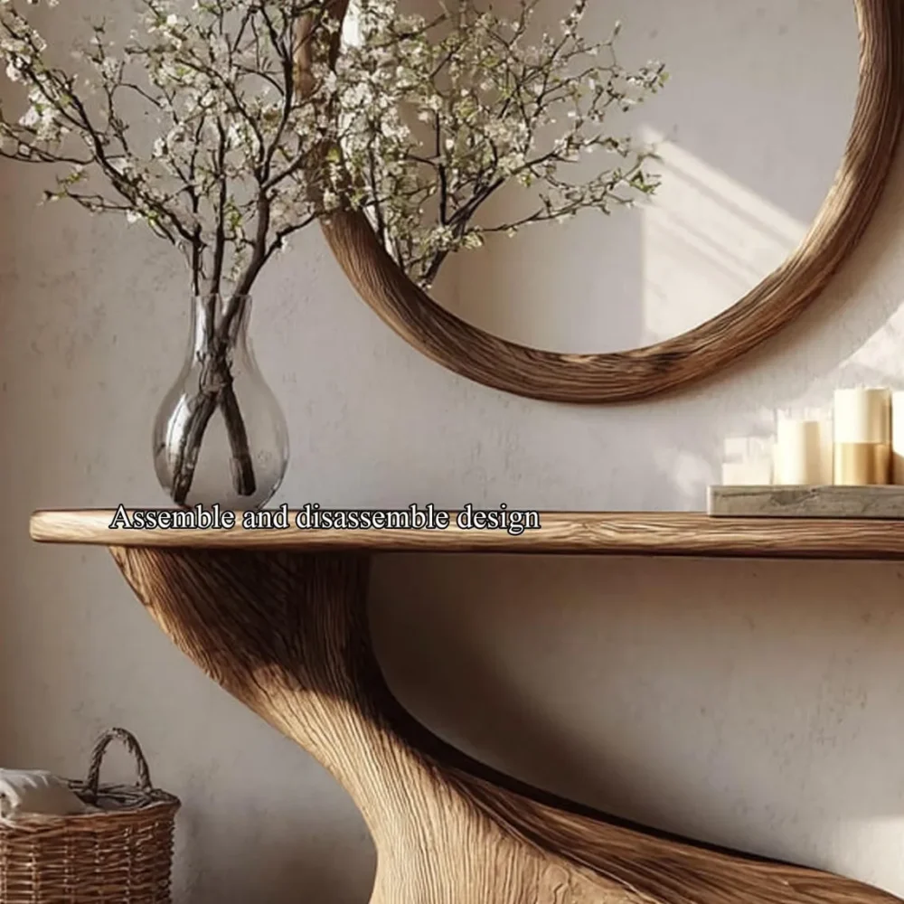 Rustic Driftwood Console Table Handmade Solid Wood - Image 4