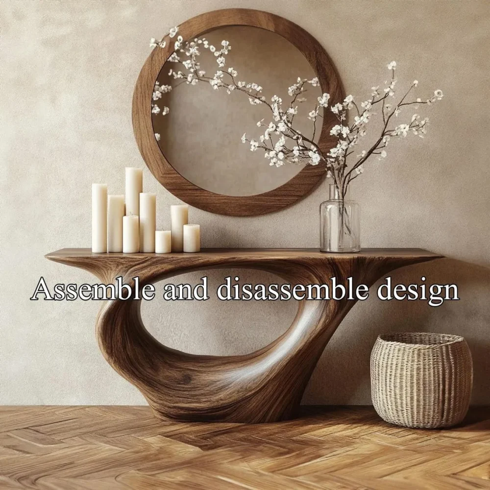 Sculptural Driftwood Console Table Handmade Solid Wood - Image 2