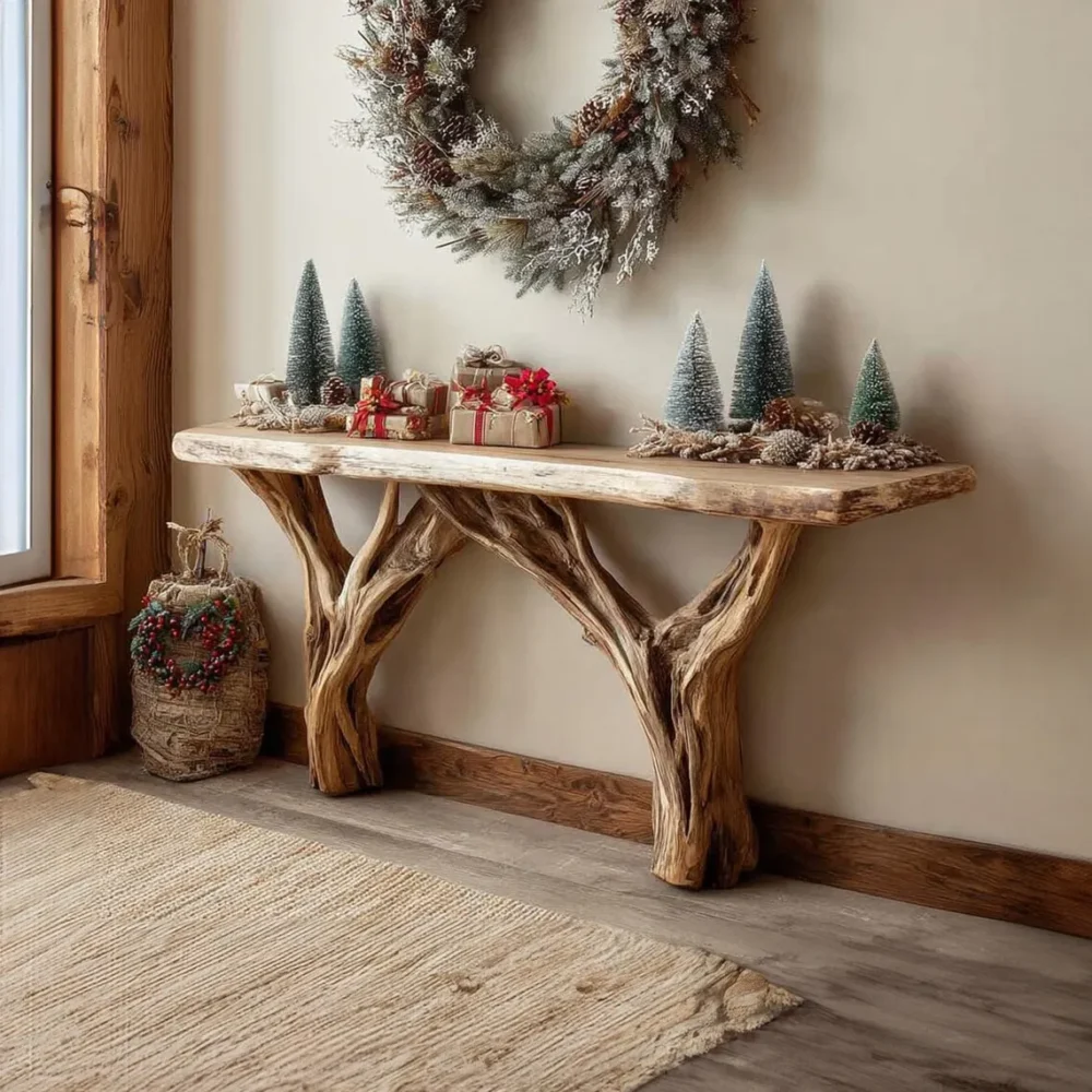 Farmhouse Driftwood Console Table Reclaimed Wood Handmade