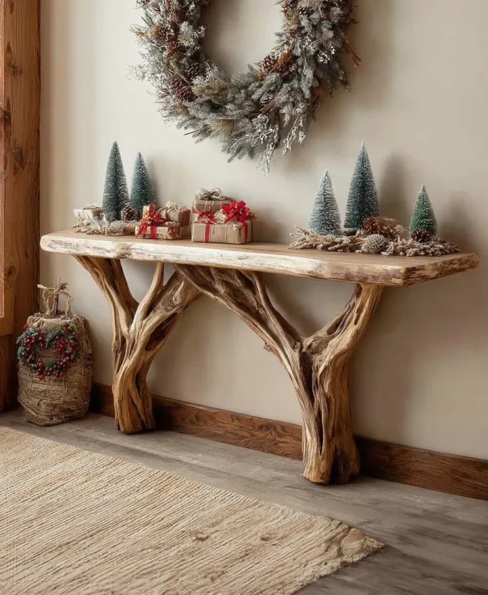 Farmhouse Driftwood Console Table Reclaimed Wood Handmade