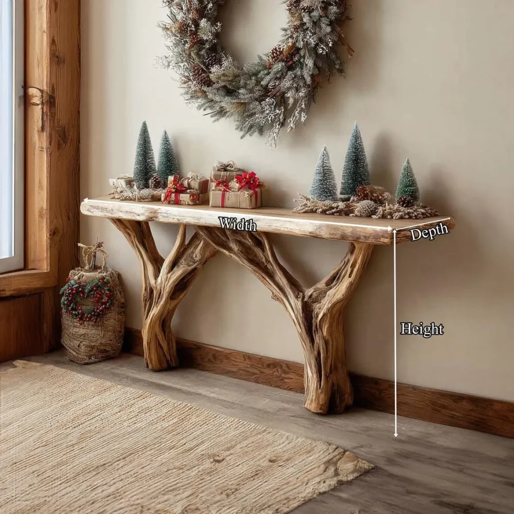 Farmhouse Driftwood Console Table Reclaimed Wood Handmade - Image 2