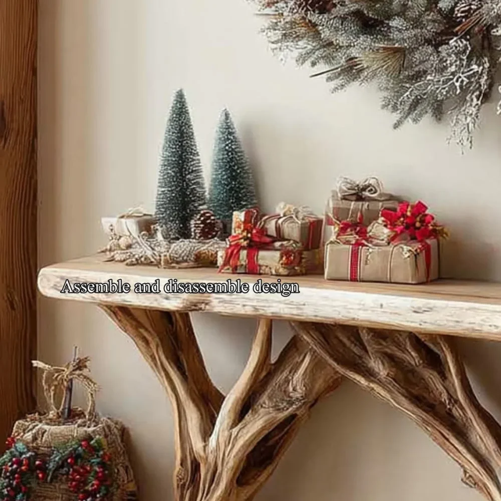 Farmhouse Driftwood Console Table Reclaimed Wood Handmade - Image 4