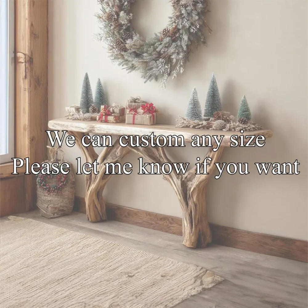 Farmhouse Driftwood Console Table Reclaimed Wood Handmade - Image 5
