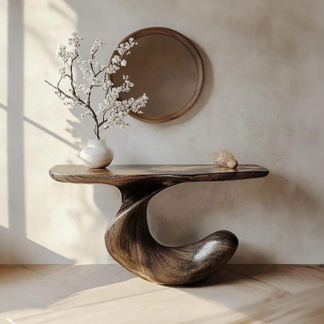 Rustic Solid Wood Mini Console Table Live Edge Handmade