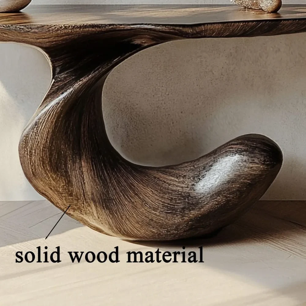 Rustic Solid Wood Mini Console Table Live Edge Handmade - Image 4