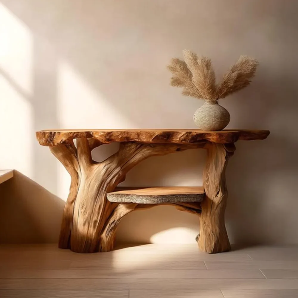 Rustic Solid Wood Console Table Unique Handmade Entryway