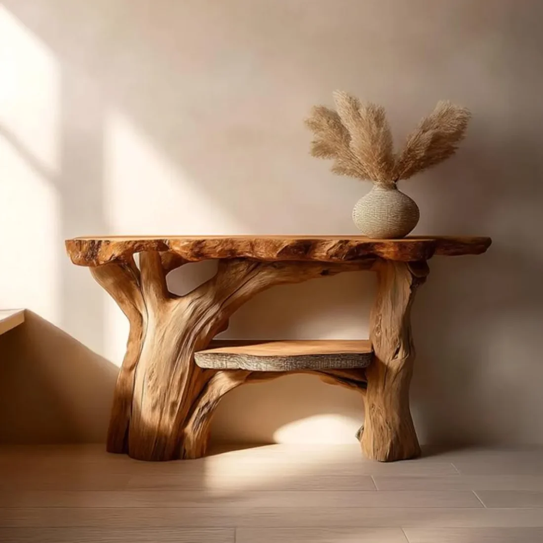 Rustic Solid Wood Console Table Unique Handmade Entryway