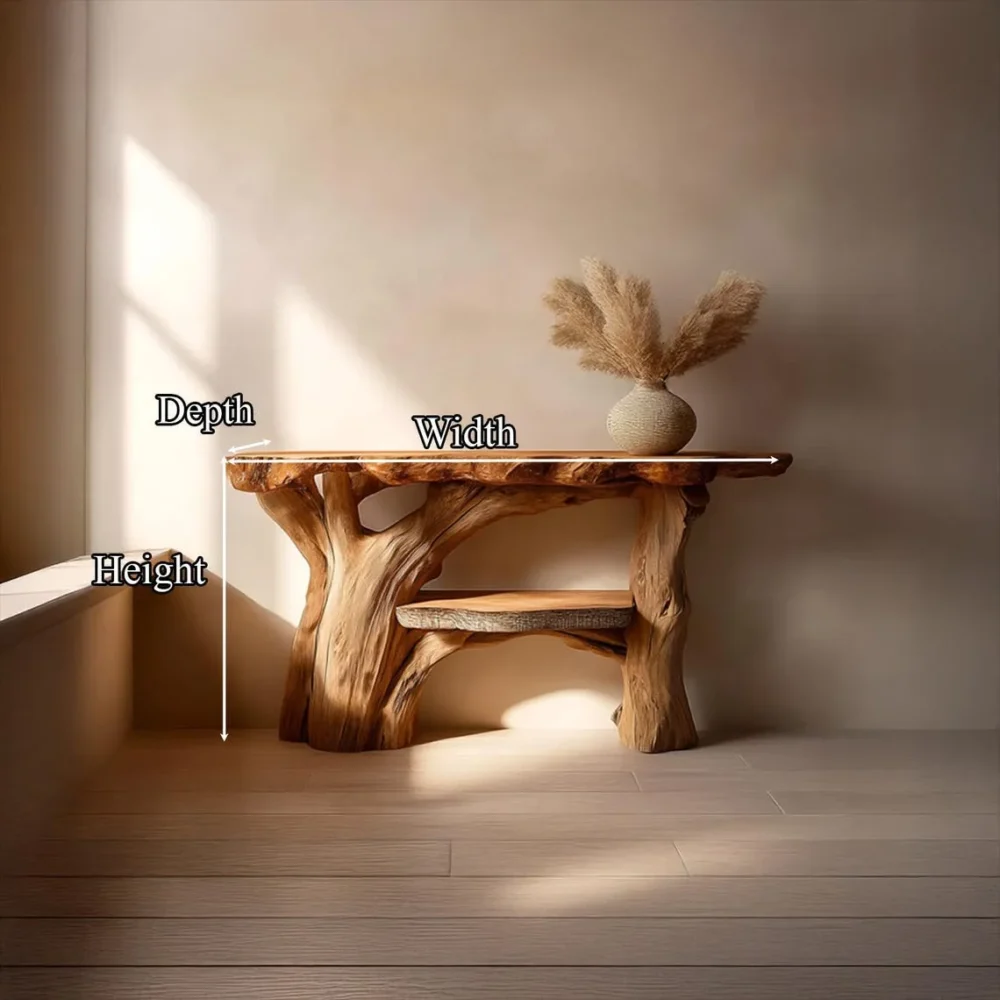 Rustic Solid Wood Console Table Unique Handmade Entryway - Image 3