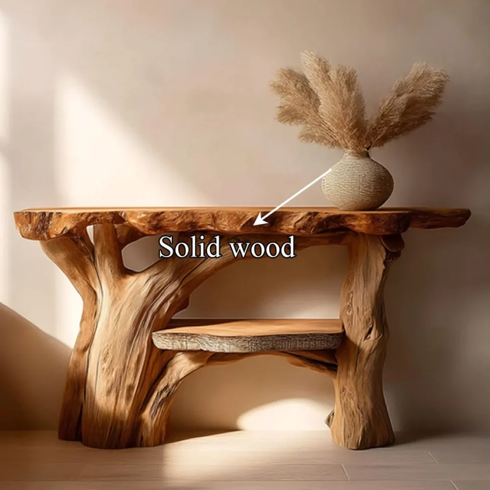 Rustic Solid Wood Console Table Unique Handmade Entryway - Image 4