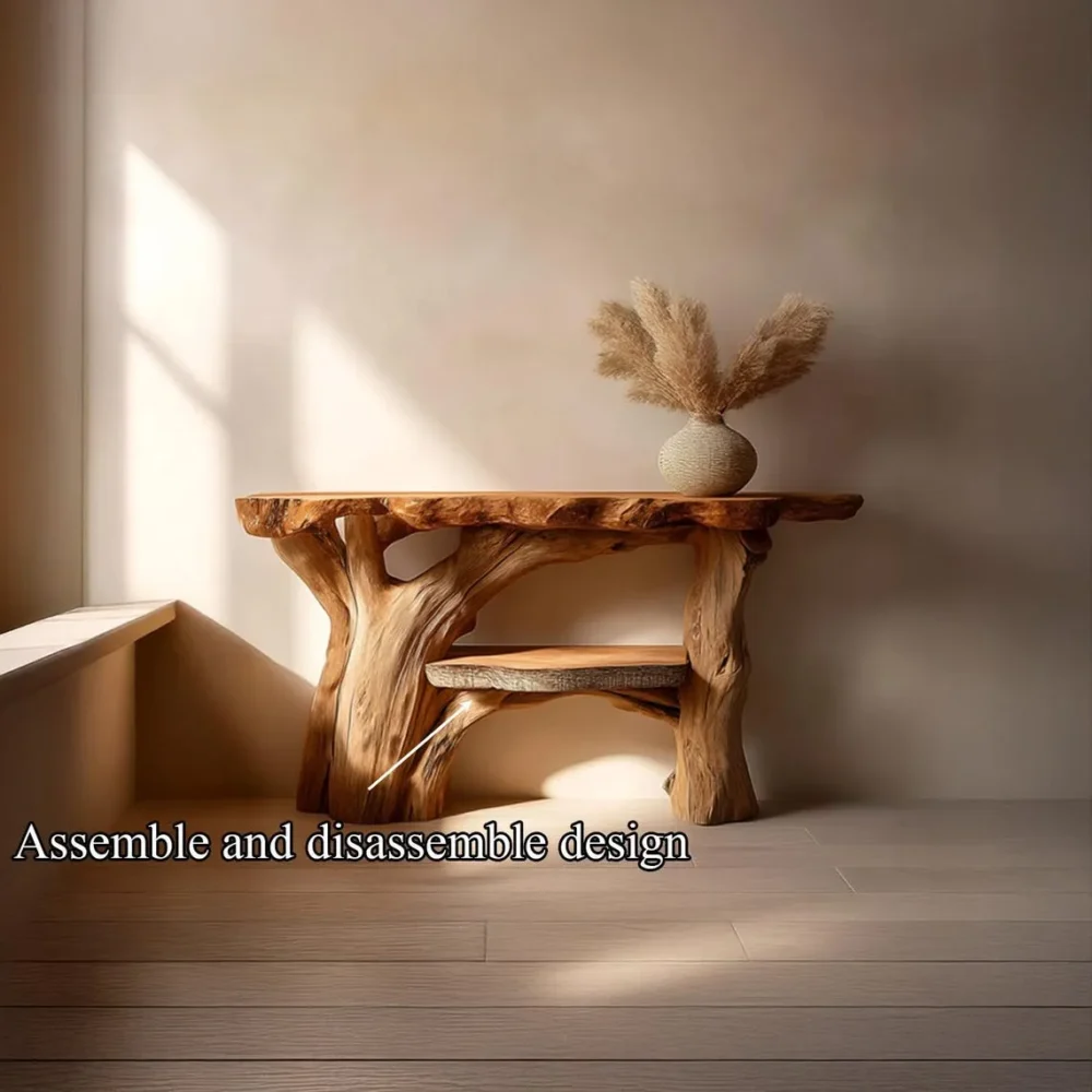 Rustic Solid Wood Console Table Unique Handmade Entryway - Image 5