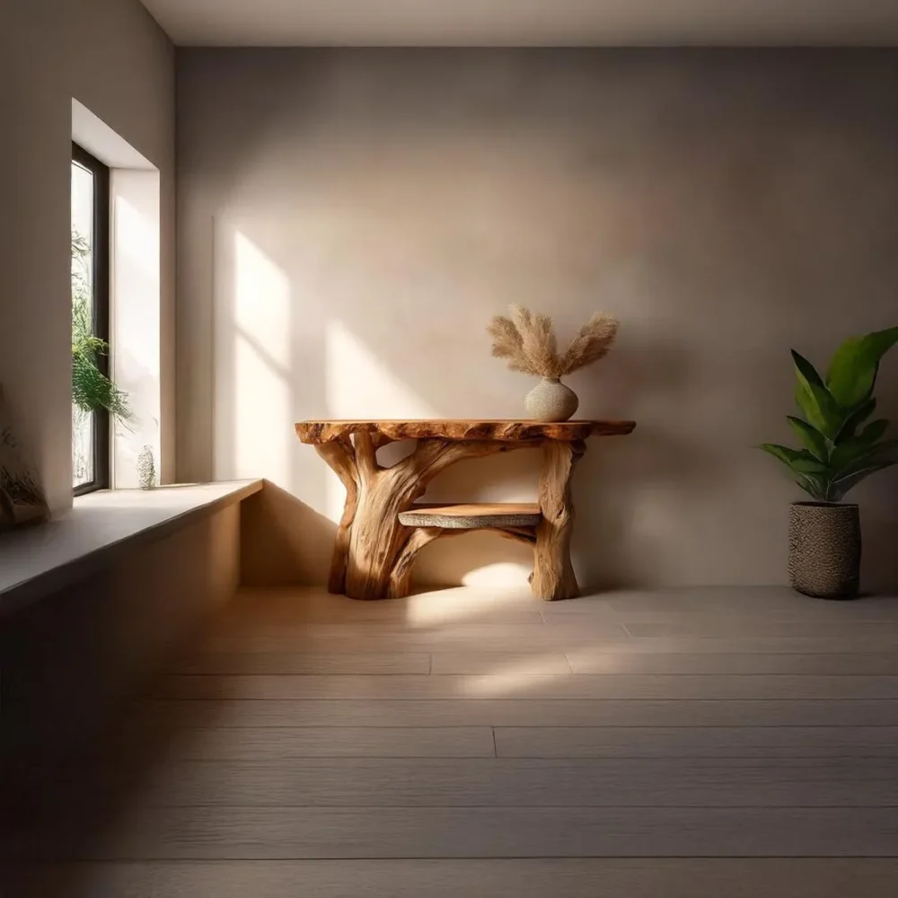 Rustic Solid Wood Console Table Unique Handmade Entryway - Image 6